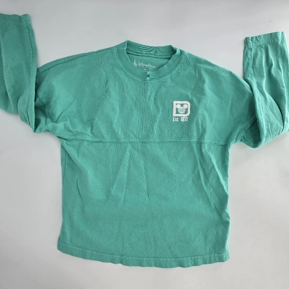 walt disney world disney parks green teal long sleeve kids  spirit jersey large